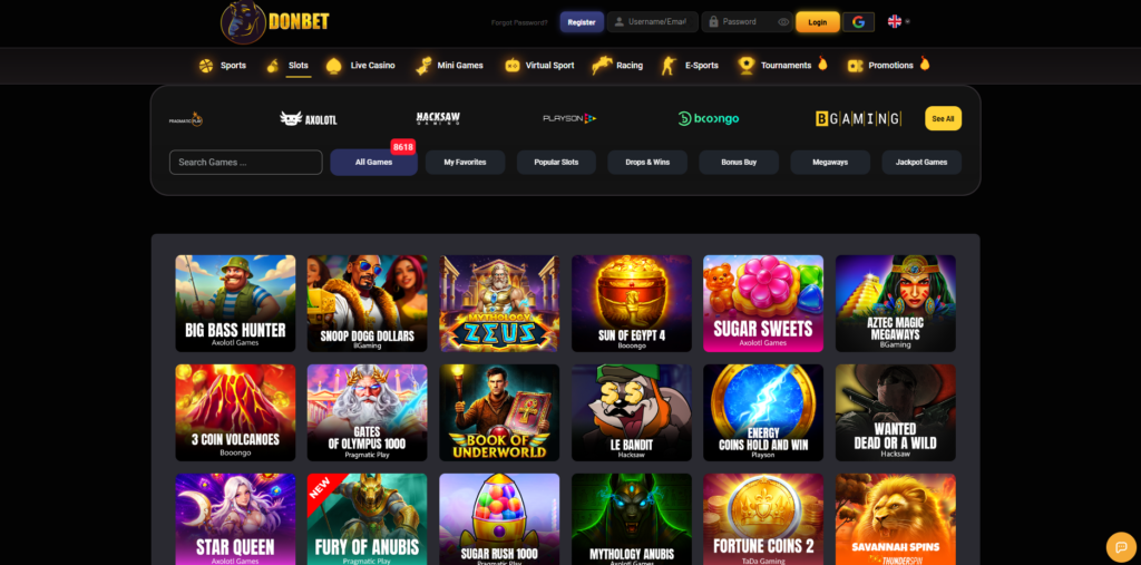 DonBet casino and sportsbook, operated by Santeda International under Curaçao licence